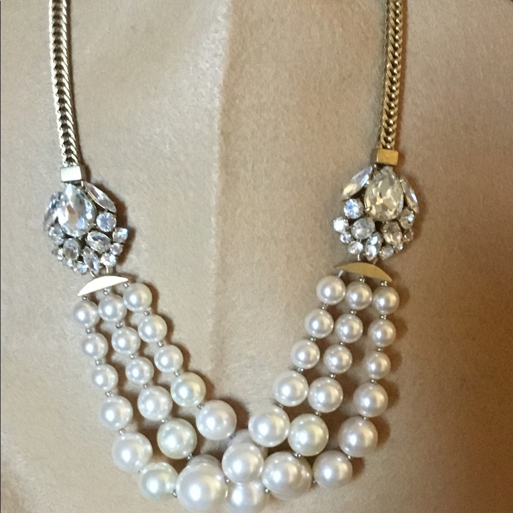 Faux pearl and rhinestone necklace